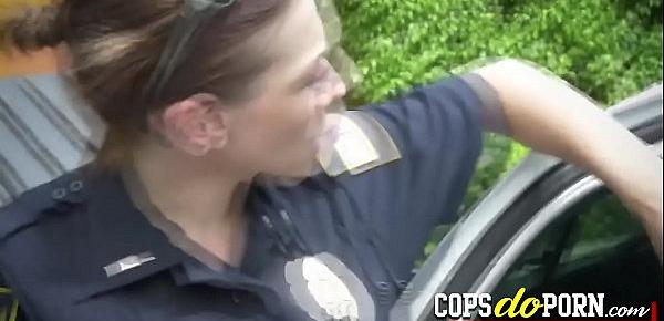  Curvy female cops love to bang with bad criminals in public.